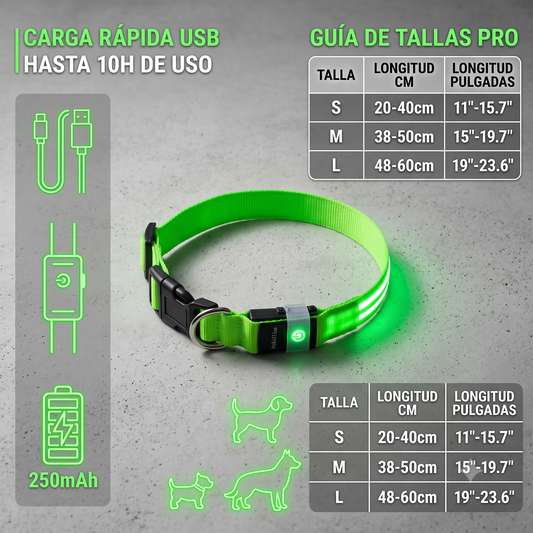 Collar Inteligente Ultra LED Pro™ - Máxima Visibilidad Nocturna para Perros